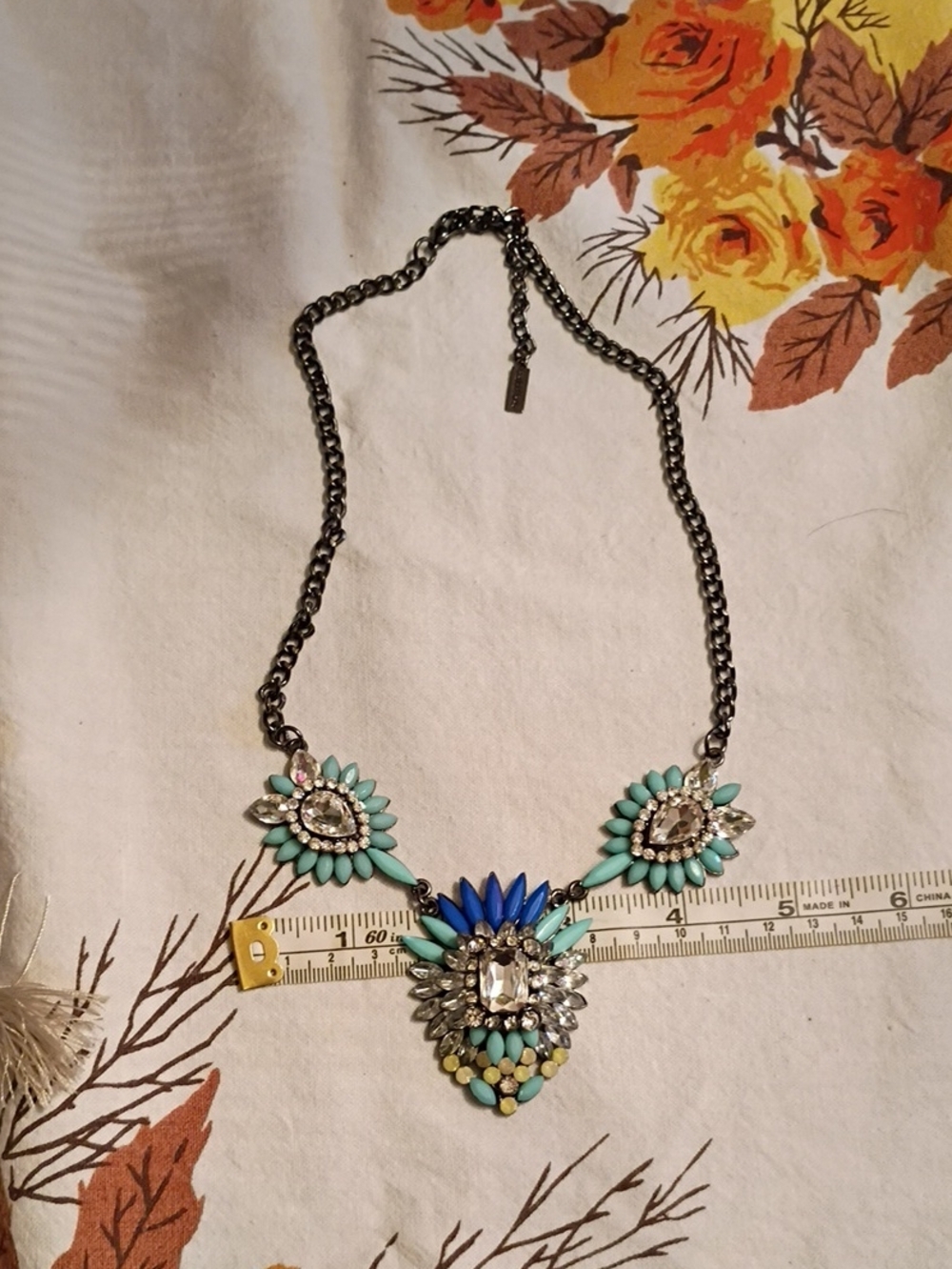 Statement Turquoise & Blue Crystal Necklace -